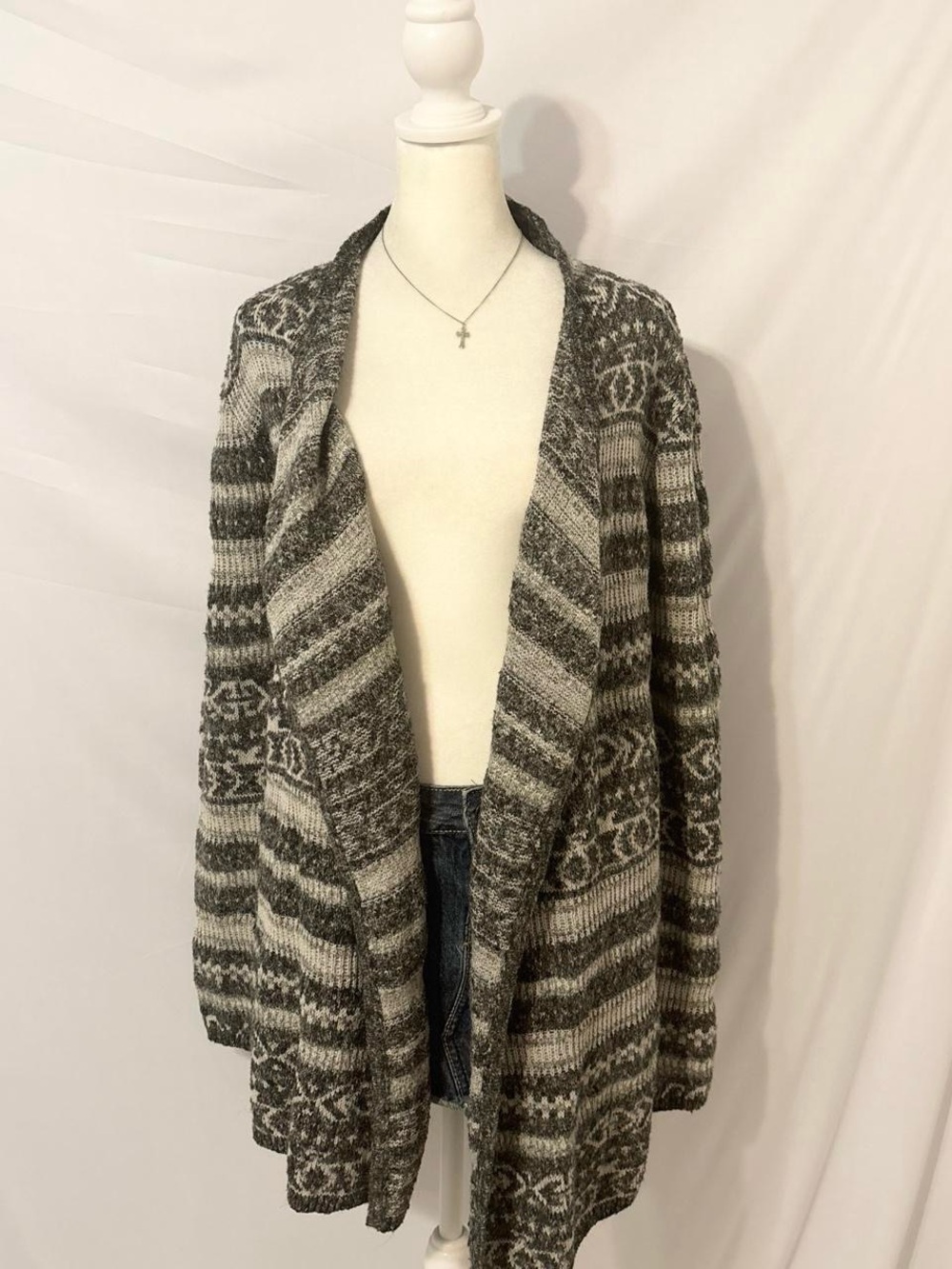 Grey Lucky Brand Boho Indie Cardigan Sweater